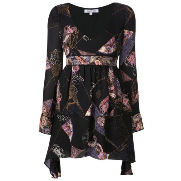 ELIZABETH AND JAMES Lilou Print Silk Dress Size 2 - Picture 3 of 8